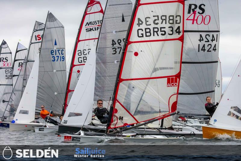 Seldén Sailjuice Winter Series founder Andy Rice out in his Musto Skiff during the Oxford Blue photo copyright Tim Olin / www.olinphoto.co.uk taken at Oxford Sailing Club and featuring the Musto Skiff class