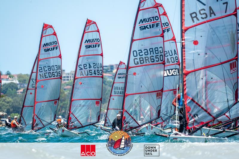 ACO 14th Musto Skiff World Championship 2025, Sydney, Australia Day 1 photo copyright Tidal Media Australia for Down Under Sail taken at Woollahra Sailing Club and featuring the Musto Skiff class