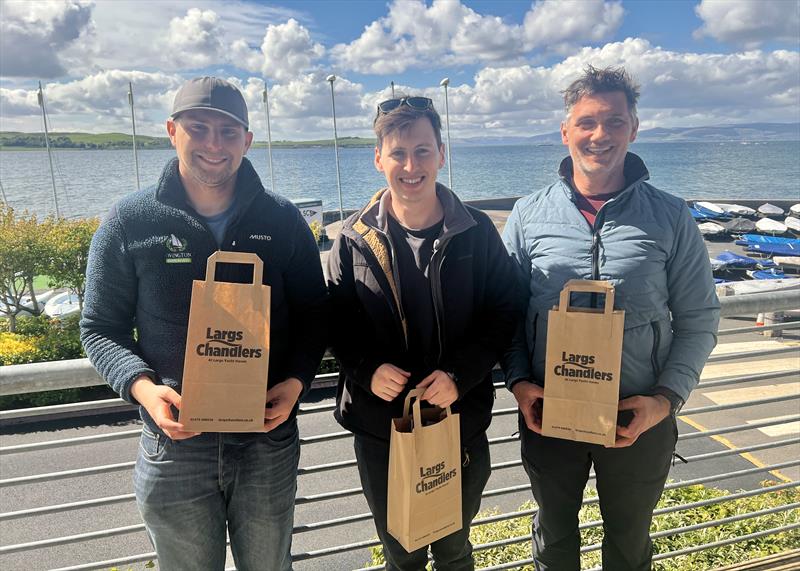 Musto Skiffs at the Largs One Design Regatta 2026 (l-r) Rob Richardson, Euan Hurter, and Jamie Hilton - photo © MSCA