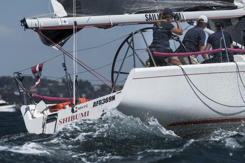 Deborah at the helm of yacht Shibumi at the MHYC Helly Hansen Women’s Challenge photo copyright Margaret Fraser-Martin taken at Middle Harbour Yacht Club and featuring the  class