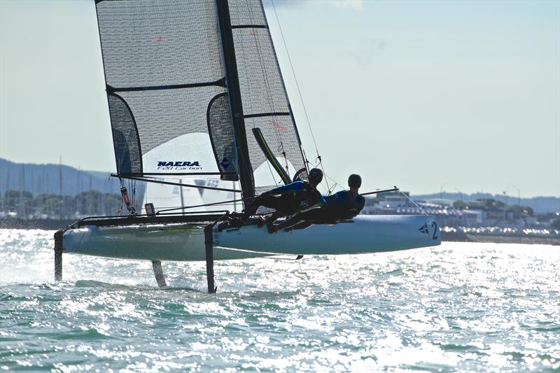 Students learn the high-speed, high-stakes nuances of next-generatioon sailing under the watchful eye of the RNZYS's International Foiling Camp photo copyright International Foiling Camp / RNZYS taken at Royal New Zealand Yacht Squadron and featuring the Nacra class