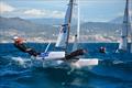 Sam Cox & Sophie Raven (GBR) sailing upwind on Day 2 of the Nacra 15 European Super Series event in Barcelona © Óscar Torveo / Barcelona International Sailing Centre