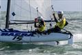 Nacra 15 gold for Italy's Lorenzo Sirena and Alice Dessy in the Youth Sailing World Championships 2025 at Vilamoura, Portugal