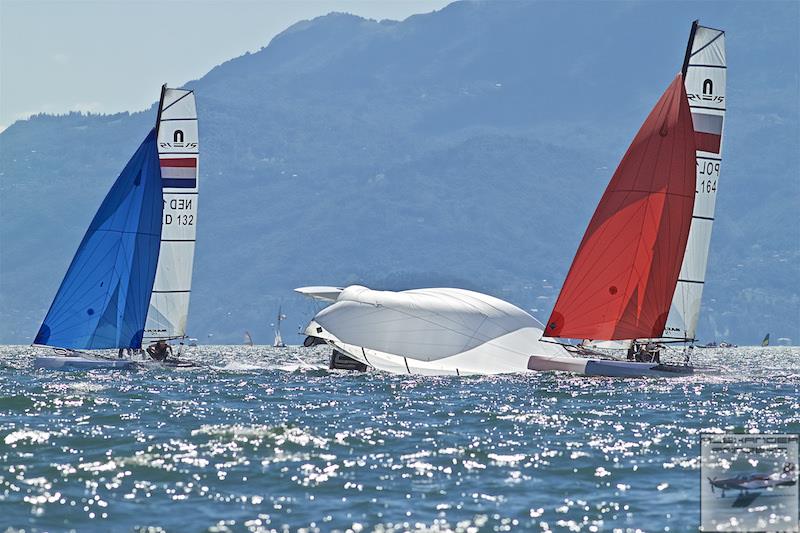 Nacra 15 European Championship at Gravedona, Lake Como, Italy photo copyright Alexander Panzeri taken at Centro Vela Alto Lario and featuring the Nacra 15 class