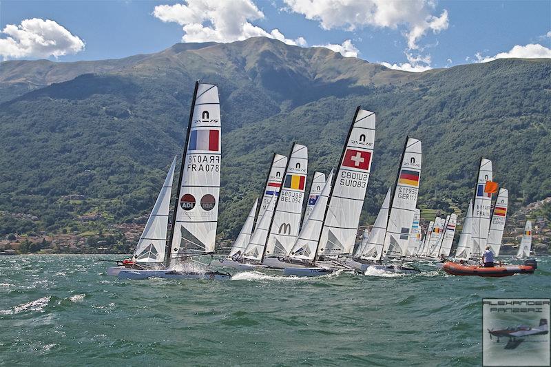 Nacra 15 European Championship at Gravedona, Lake Como, Italy photo copyright Alexander Panzeri taken at Centro Vela Alto Lario and featuring the Nacra 15 class