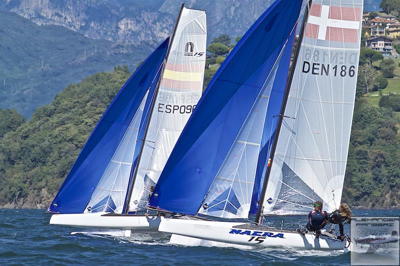 Nacra 15 European Championship at Gravedona, Lake Como, Italy photo copyright Alexander Panzeri taken at Centro Vela Alto Lario and featuring the Nacra 15 class