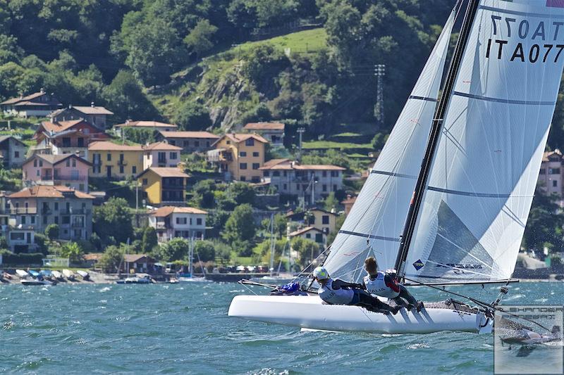 Nacra 15 European Championship at Gravedona, Lake Como, Italy photo copyright Alexander Panzeri taken at Centro Vela Alto Lario and featuring the Nacra 15 class