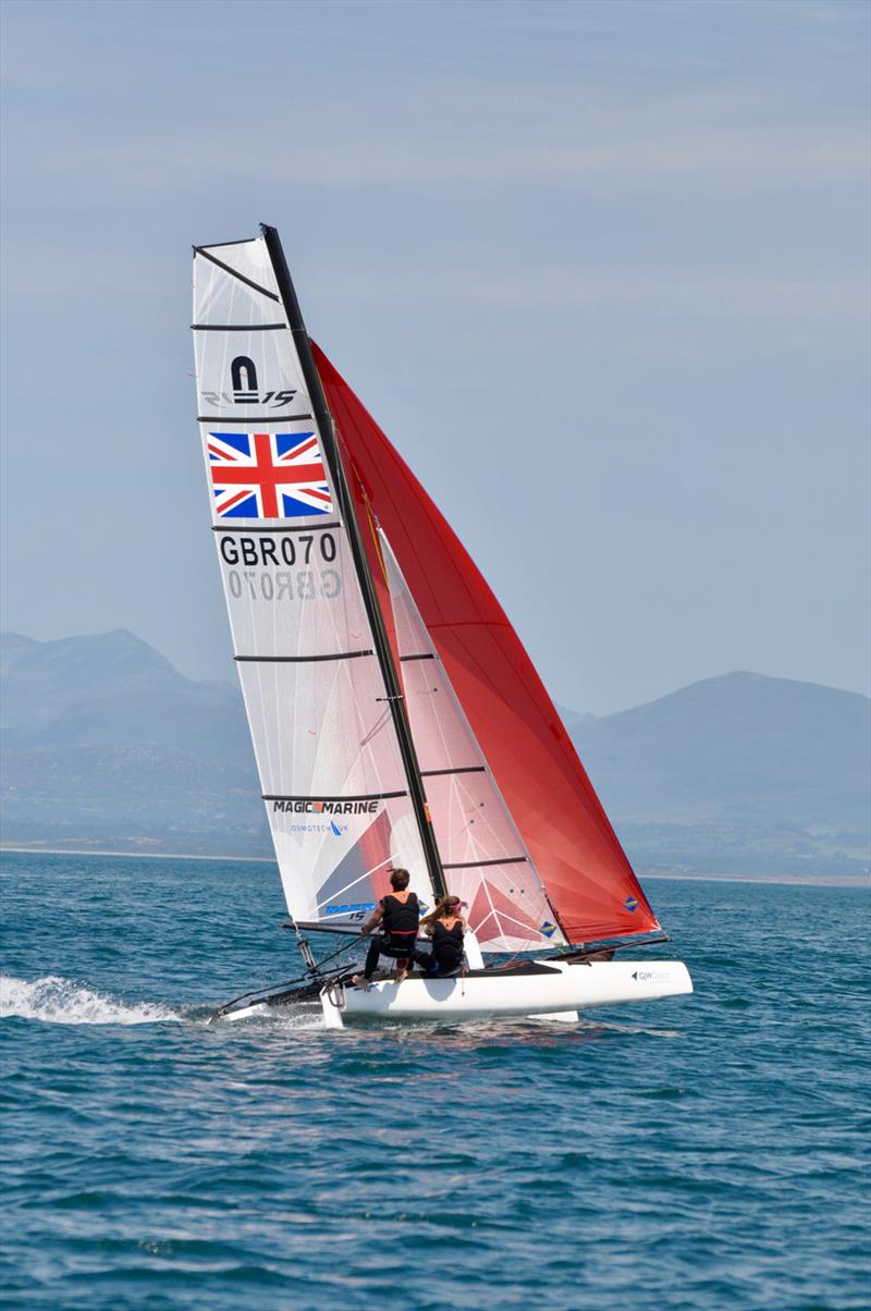 GJW Direct Abersoch Dinghy Week 2019 photo copyright Adam Collinson taken at South Caernarvonshire Yacht Club and featuring the Nacra 15 class