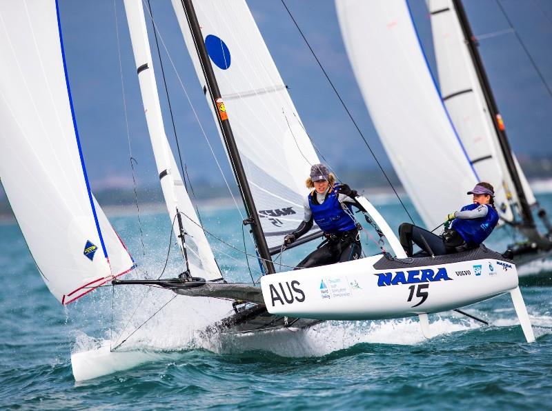 Shannon and Jayden at Youth Sailing Worlds Sanya photo copyright Tomas Moya / Sailing Energy / World Sailing taken at  and featuring the Nacra 15 class