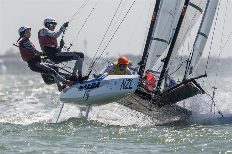 New Zealand  - Nacra 15 - Day 3 of the Youth Sailing World Championships in Corpus Christi, Texas photo copyright Jen Edney / World Sailing taken at  and featuring the Nacra 15 class