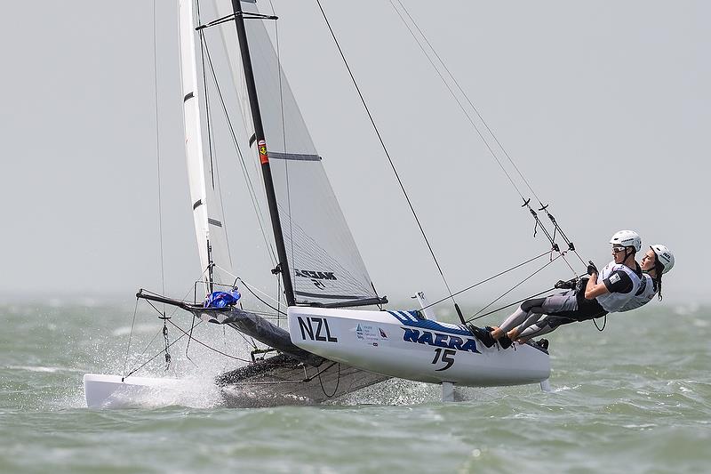 Greta Stewart, Tom Fyfe Nacra 15 (NZL) - Youth Sailing World Championships, Corpus Christi, Texas, USA. July 14-21, 2018 - photo © Jen Edney / World Sailing