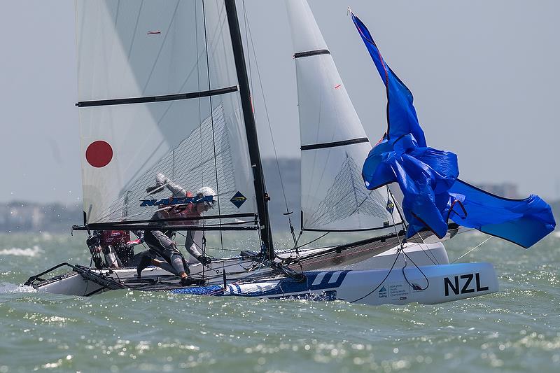 Greta Stewart, Tom Fyfe Nacra 15 (NZL)  - Youth Sailing World Championships, Corpus Christi, Texas, USA. July 14-21, 2018 - photo © Jen Edney / World Sailing