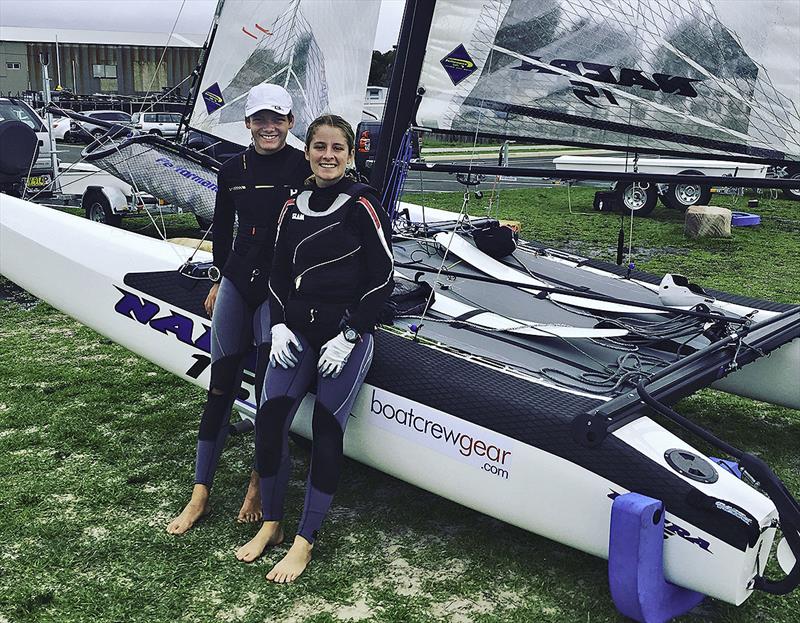 Jake Liddell and Emma Jones with their Nacra 15 photo copyright Andrew Hawkins taken at  and featuring the Nacra 15 class