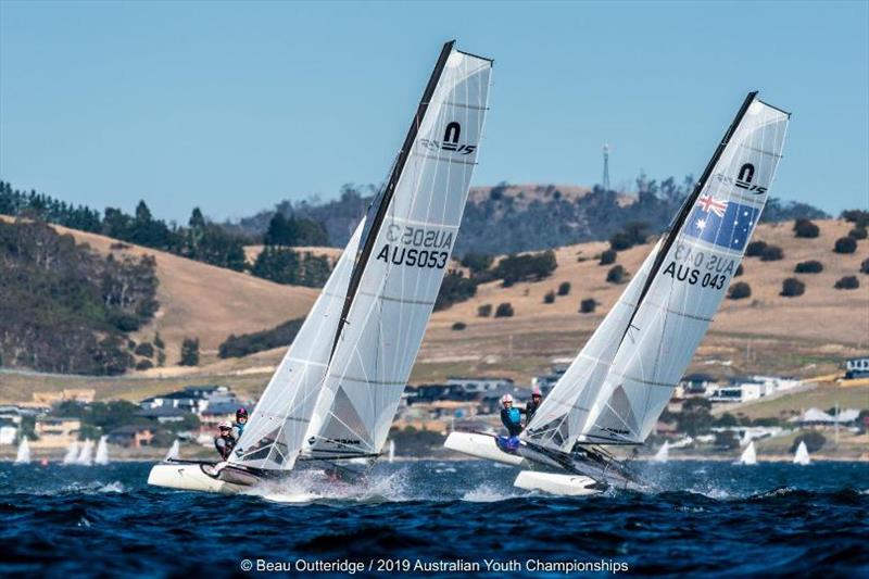 Nacra 15 fleet - Day 1, 2019 Australian Sailing Youth Championships - photo © Beau Outteridge / 2019 Australian Youth Championships