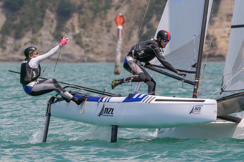 Nacra 15 - Day 1, Oceanbridge NZL Sailing Regatta, February 1, 2019 photo copyright Michael Brown, Yachting New Zealand taken at Yachting New Zealand and featuring the Nacra 15 class