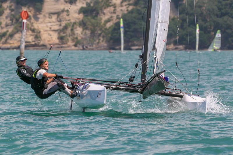 Nacra 15 - Day 1, Oceanbridge NZL Sailing Regatta, February 1, 2019 photo copyright Michael Brown, Yachting New Zealand taken at Yachting New Zealand and featuring the Nacra 15 class