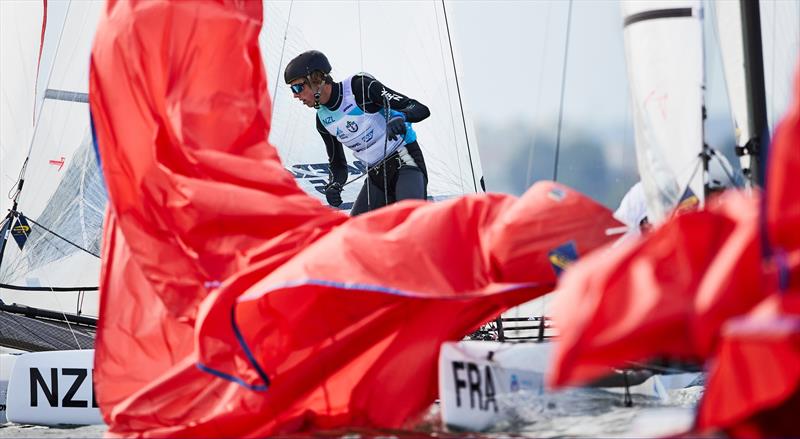 Helena Sanderson and Jack Honey are lying 6th overall after Day 2 of the Hempel Youth Sailing World Championships, Poland photo copyright Robert Hajduk / World Sailing taken at  and featuring the Nacra 15 class