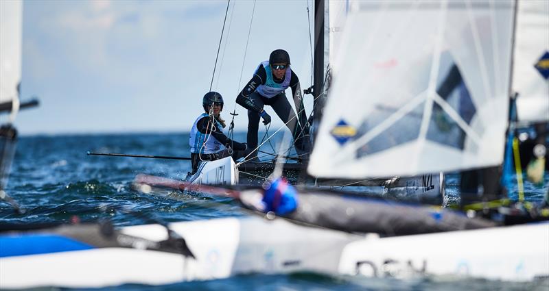 Nacra 15 - Helena Sanderson and Jack Honey are lying 6th overall after Day 2 of the Hempel Youth Sailing World Championships, Poland photo copyright Robert Hajduk / World Sailing taken at  and featuring the Nacra 15 class