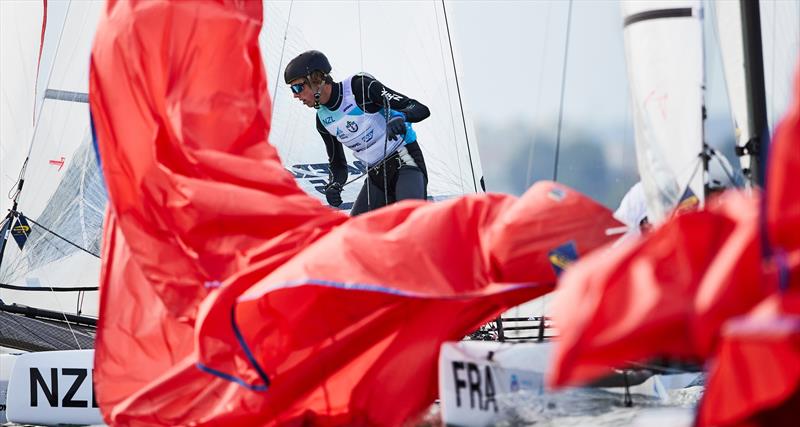 Nacra 15 - Helena Sanderson and Jack Honey are lying 6th overall after Day 2 of the Hempel Youth Sailing World Championships, Poland photo copyright Robert Hajduk / World Sailing taken at  and featuring the Nacra 15 class