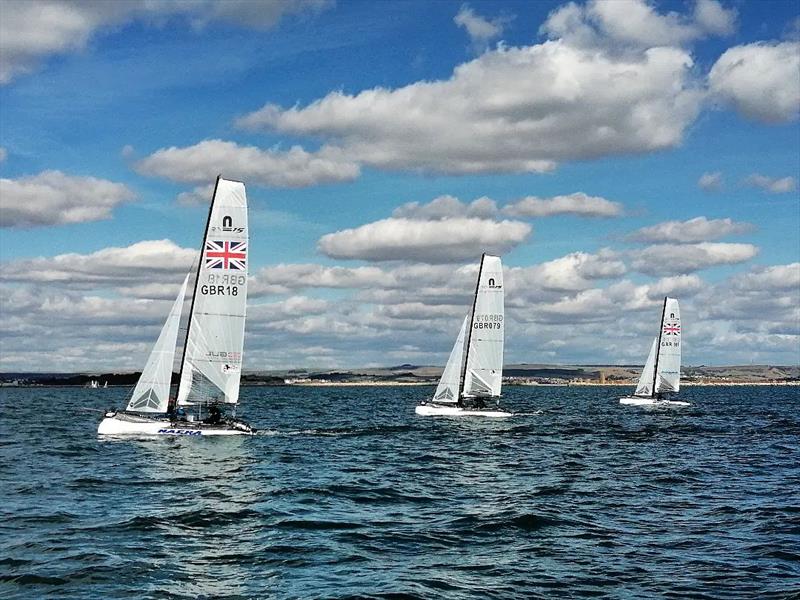 UK Nacra 15 Class Winter Training in Portland Harbour photo copyright Ben Harris taken at Weymouth & Portland Sailing Academy and featuring the Nacra 15 class