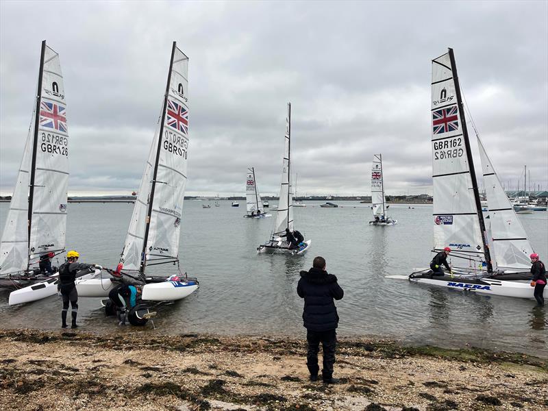Nacra 15 fleet launch at Warsash photo copyright Roger Cerrato taken at Warsash Sailing Club and featuring the Nacra 15 class
