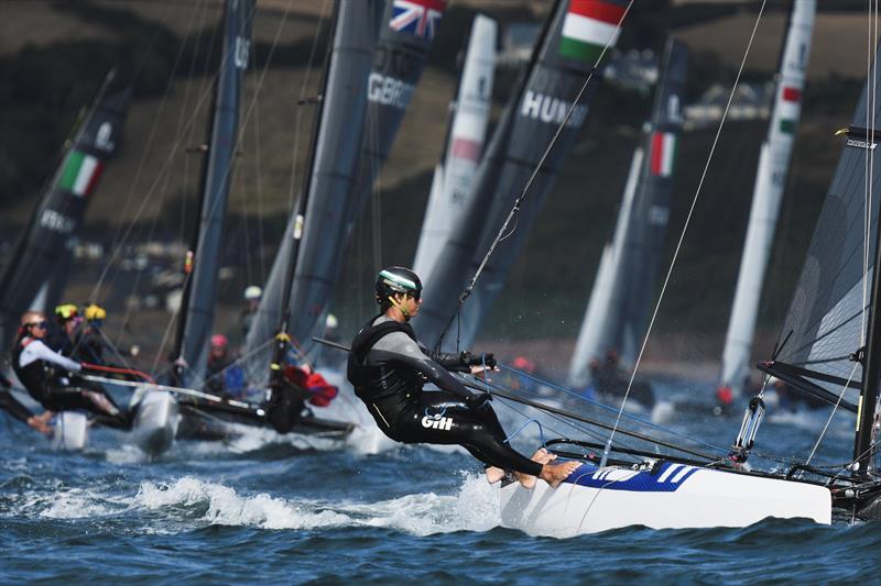Day 3 - Nacra 15 World Championship at Plymouth photo copyright Joe Woodyear / www.chambersfilmandmedia.com taken at Hooe Point Sailing Club and featuring the Nacra 15 class