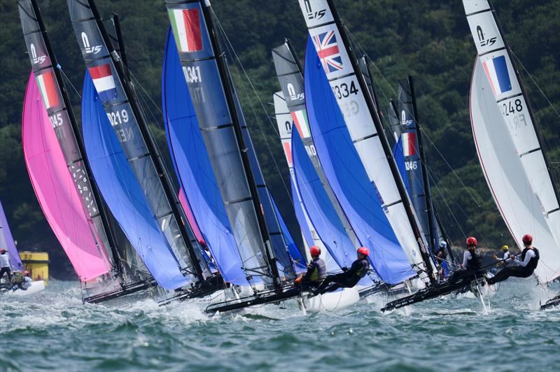 Day 5 - Nacra 15 World Championship at Plymouth photo copyright Clive Woodyear / www.chambersfilmandmedia.com taken at Hooe Point Sailing Club and featuring the Nacra 15 class