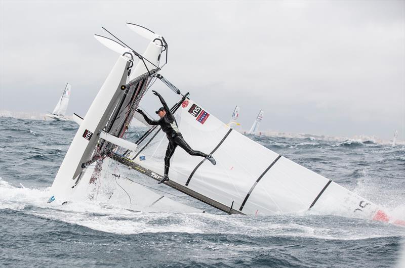 Big winds and waves on day 4 of ISAF Sailing World Cup Mallorca photo copyright Richard Langdon / www.oceanimages.co.uk taken at  and featuring the Nacra 17 class