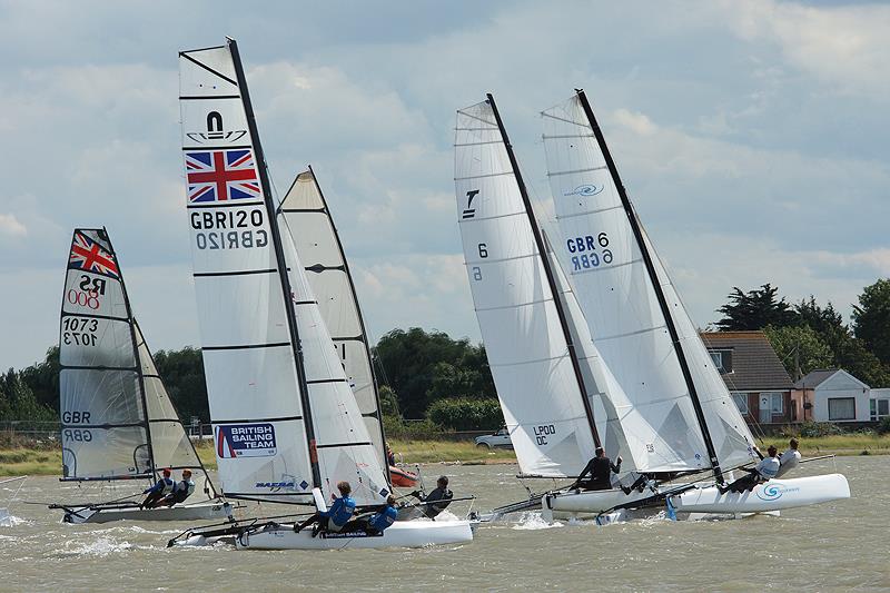 Big Wednesday at Pyefleet Week photo copyright Fiona Brown / www.fionabrown.com taken at Brightlingsea Sailing Club and featuring the Nacra 17 class