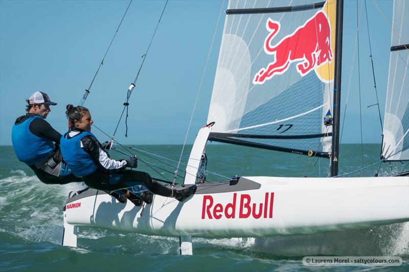 Racing on day 4 of the Nacra 17, 49er & 49erFX Worlds in Clearwater, Florida photo copyright Laurens Morel / www.saltycolours.com taken at Sail Life and featuring the Nacra 17 class