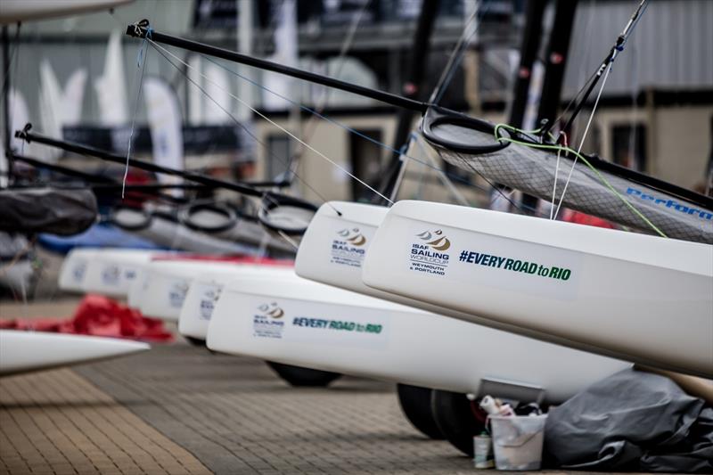 All set at Sailing World Cup Weymouth and Portland photo copyright Pedro Martinez / Sailing Energy / World Sailing taken at Weymouth & Portland Sailing Academy and featuring the Nacra 17 class
