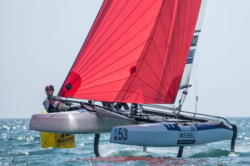 Lin Ea Cenholt and Christian Peter Lubeck lead the Nacra 17 Worlds after day 3 photo copyright YCGM taken at Yacht Club de la Grande Motte and featuring the Nacra 17 class