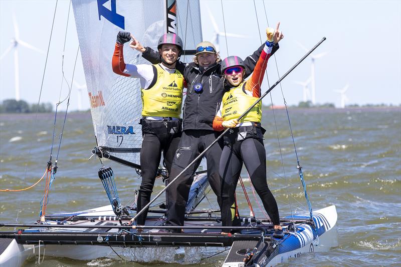 The Netherlands Laila van der Meer and Bjarne Bouwer win the Nacra 17 class at the Hempel World Cup Series - Allianz Regatta in Medemblik photo copyright Sander van der Borch / Allianz Regatta taken at Regatta Center Medemblik and featuring the Nacra 17 class