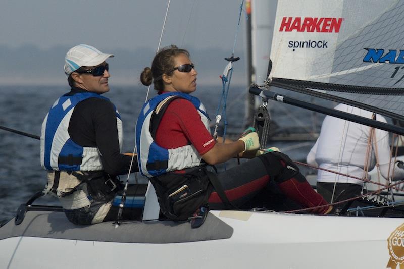 Italians Vincenzo Sorrentino and Barbara Rinauro  on day two of the Nacra 17 World Championships photo copyright Laurens Morel taken at  and featuring the Nacra 17 class