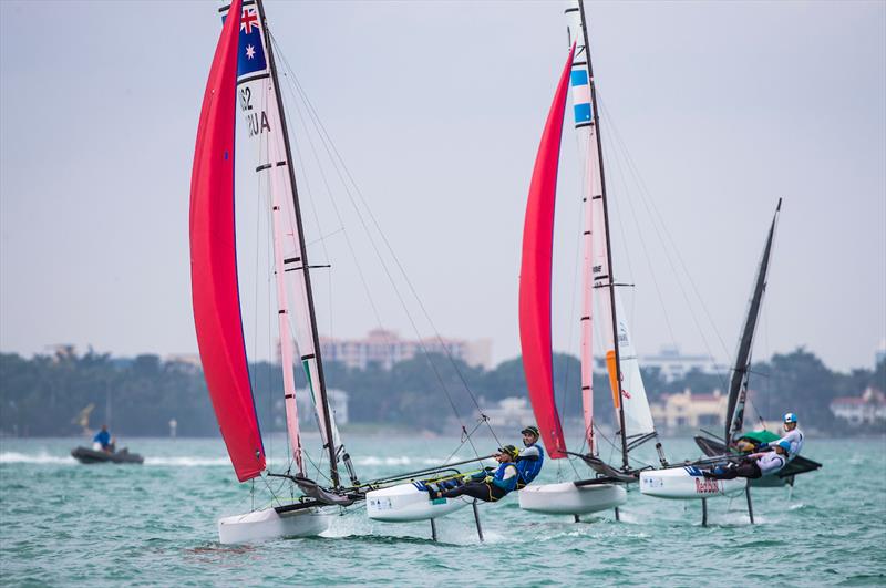 ARG and AUS going head to head  - Miami 2018 World Cup Series - photo © Richard Langdon / Sailing Energy