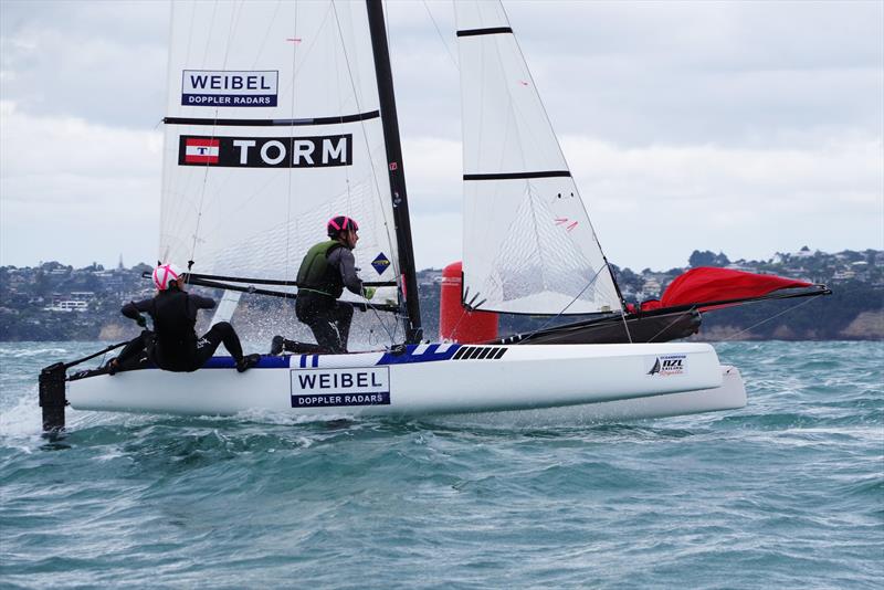 Lin Ea Christiansen / CP Lubeck (DEN), Oceanbridge NZL Sailing Regatta, Day 2, February 5, 2018 photo copyright Yachting New Zealand taken at Murrays Bay Sailing Club and featuring the Nacra 17 class