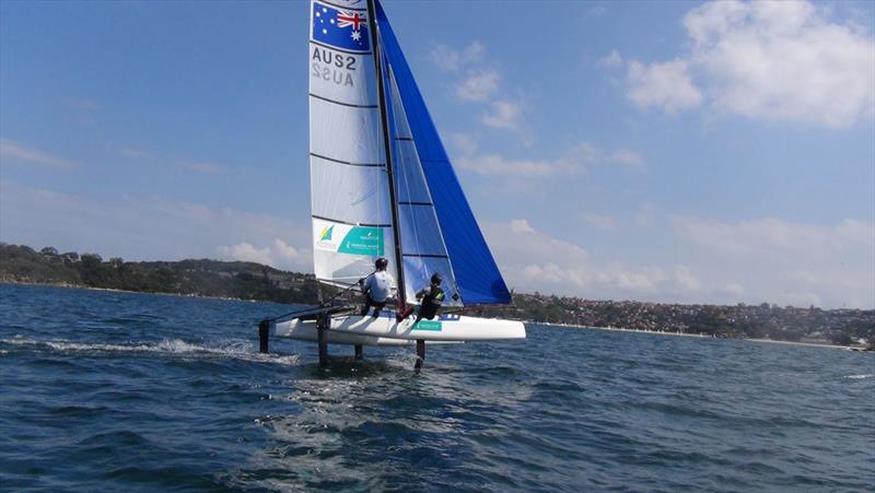 Nathan and Haylee in training photo copyright Emmett Lazich taken at  and featuring the Nacra 17 class