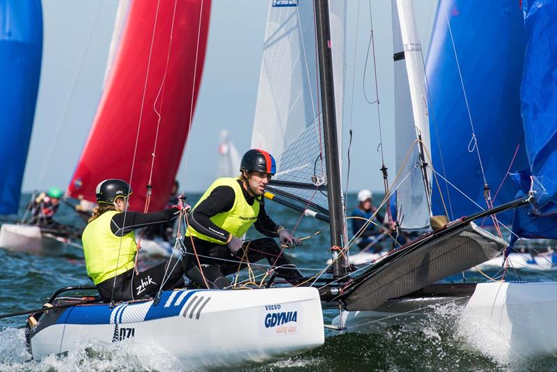 Gemma Jones and Jason Saunders (NZL) - Nacra 17, Day 4 - 2018 Nacra 17 Europeans, Gydnia, Poland photo copyright Nacra 17 Europeans taken at  and featuring the Nacra 17 class