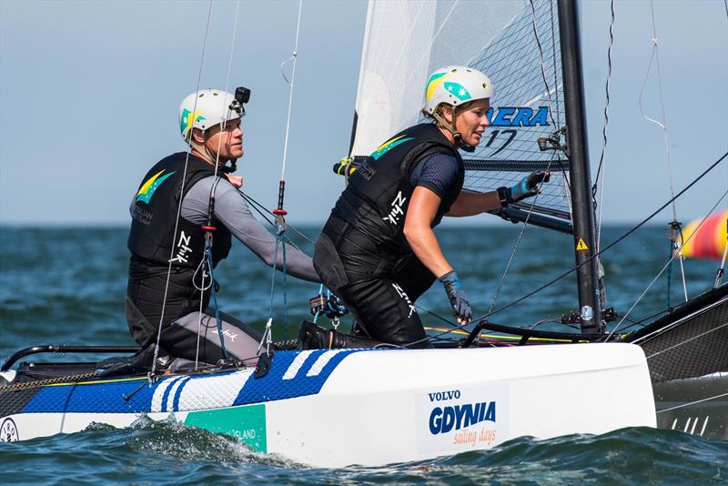 Nathan and Hayley Outteridge (AUS) - Nacra 17, Day 4 - 2018 Nacra 17 Europeans, Gydnia, Poland photo copyright Nacra 17 Europeans taken at  and featuring the Nacra 17 class