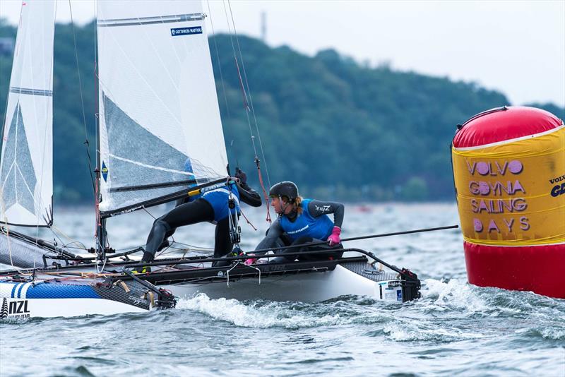 Jason Saunders and Gemma Jones (NZL ) - Final day - Nacra 17 Europeans, Gdynia, Poland photo copyright Drew Malcom www.drewmalcolm.com.au taken at  and featuring the Nacra 17 class