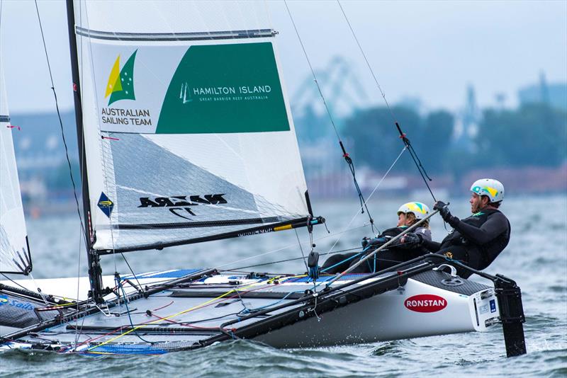 Nathan and Hayley Outteridge (AUS) - Final day - Nacra 17 Europeans, Gdynia, Poland photo copyright Drew Malcom www.drewmalcolm.com.au taken at  and featuring the Nacra 17 class