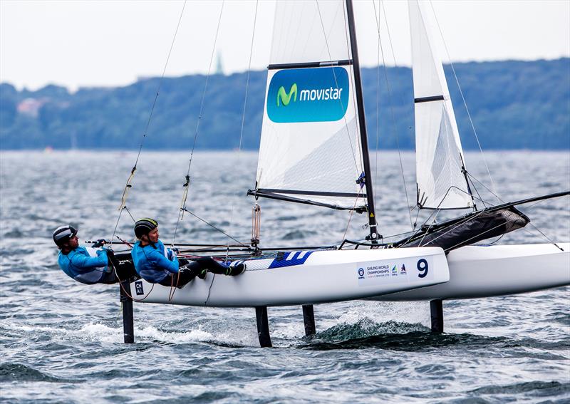 Iker Martinez and Olga Maslivets (ESP) sailing their Nacra 17 in Aarhus Sailing Week - the test event before the Hempel Sailing World Championships Aarhus . - photo © Jesus Renedo