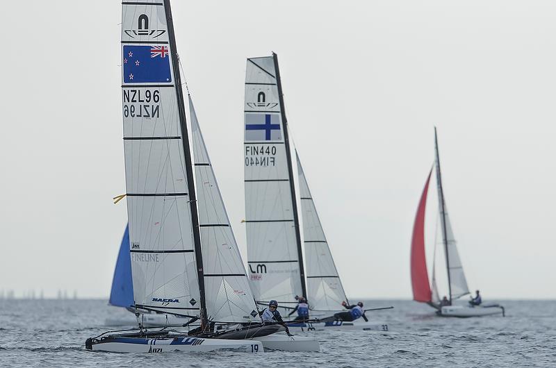 Olivia Mackay / Micah Wilkinson (NZL) - Nacra 17 - Hempel Sailing World Championships - Day 5 - Aarhus, Denmark photo copyright Sailing Energy / World Sailing taken at  and featuring the Nacra 17 class