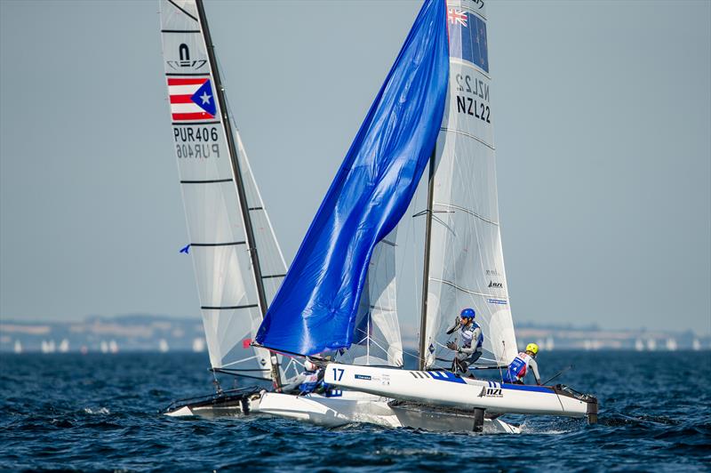 Gemma Jones/Jason Saunders ( NZL) - Nacra 17 - Hempel Sailing World Championships, Aarhus, Denmark, August 2018 photo copyright Sailing Energy / World Sailing taken at  and featuring the Nacra 17 class