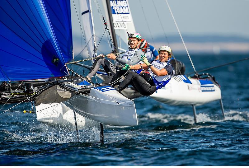 Nathan and Hayley Outteridge (AUS) - Nacra 17 - Hempel Sailing World Championships - Aarhus, Denmark - August 2018 photo copyright Sailing Energy / World Sailing taken at  and featuring the Nacra 17 class