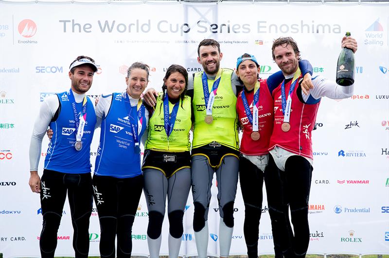 Lisa and Jason podium - Olympic Test Event - photo © Sailing Energy