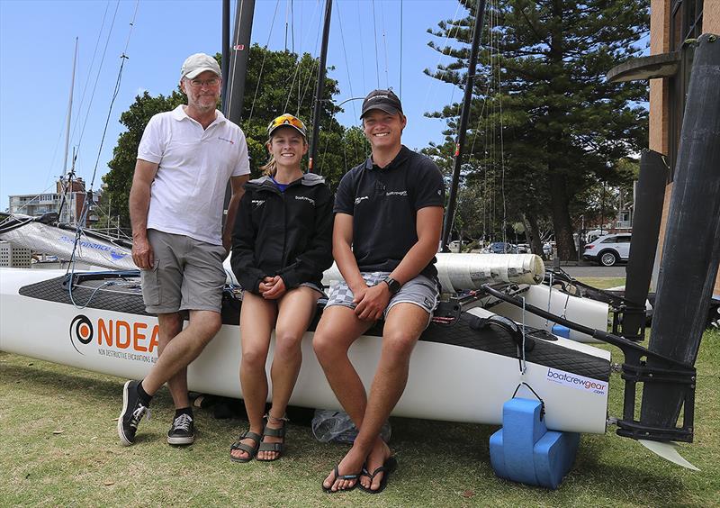 Andrew Hawkins, Emma Jones and Jake Liddell at Sail Sydney photo copyright John Curnow taken at Woollahra Sailing Club and featuring the Nacra 17 class
