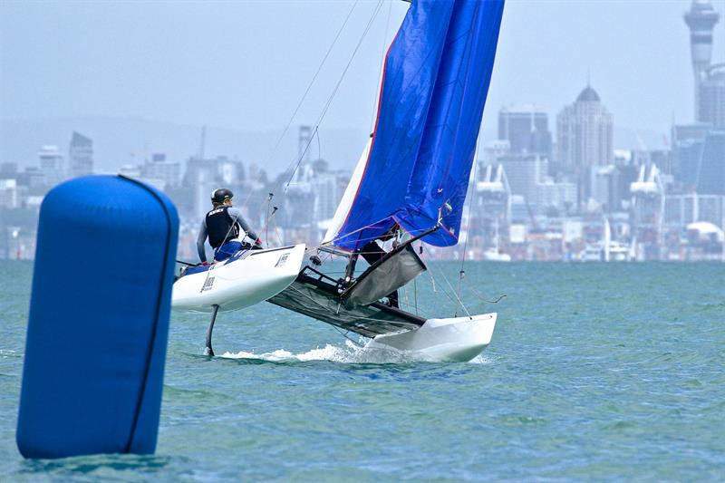 Gemma Jones and Jason Saunders - Nacra 17 - Oceanbridge NZL Sailing Regatta - Day 2 - February 2 photo copyright Richard Gladwell taken at Royal Akarana Yacht Club and featuring the Nacra 17 class