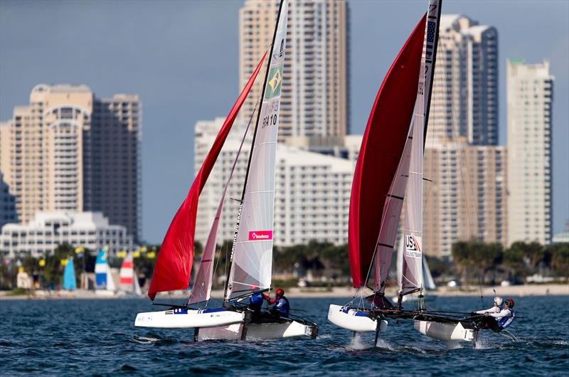 Ravi Parent and Caroline Atwood - 2019 Hempel World Cup Series Miami photo copyright Pedro Martinez / Sailing Energy / World Sailing taken at  and featuring the Nacra 17 class