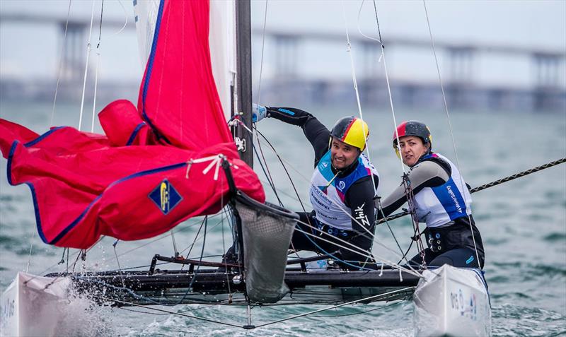 Sarah Newberry and David Liebenberg - 2019 Hempel World Cup Series Miami photo copyright Jesus Renedo / Sailing Energy / World Sailing taken at  and featuring the Nacra 17 class